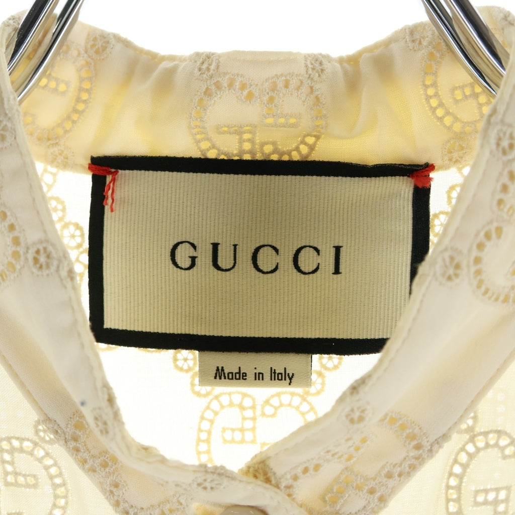 GUCCI(グッチ) GGイングリッシュ エンブロイダリー アイボリー 長袖ワンピース 38 576824 レディース