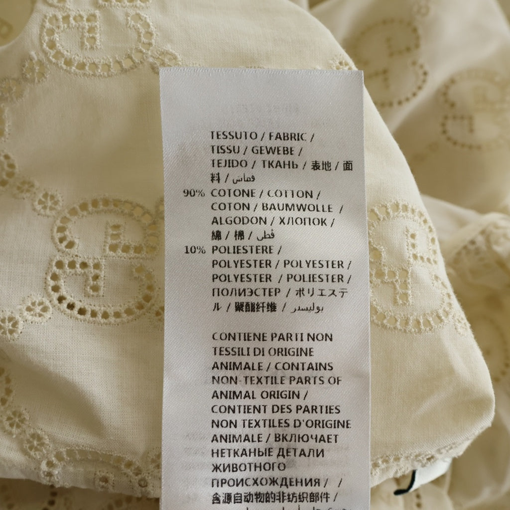 GUCCI(グッチ) GGイングリッシュ エンブロイダリー アイボリー 長袖ワンピース 38 576824 レディース