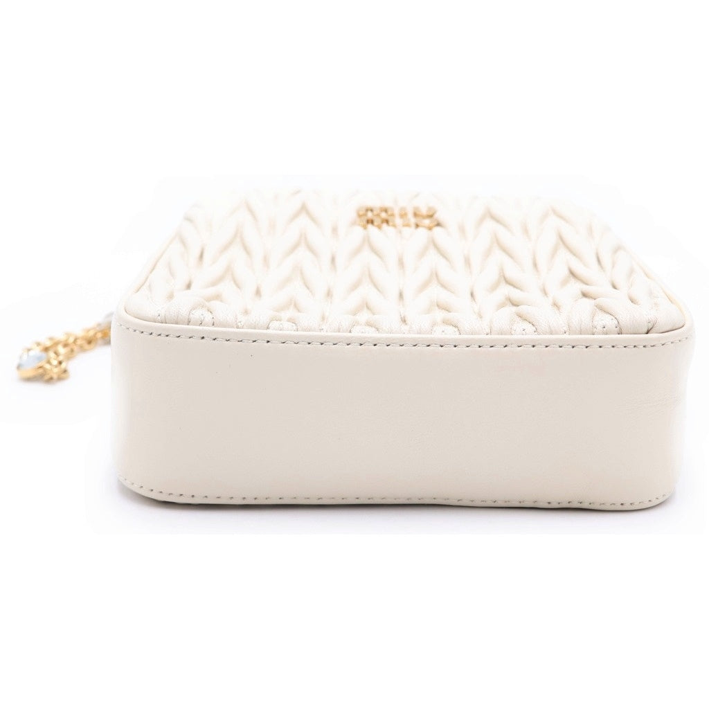 miumiu(ミュウミュウ) マテラッセ ナッパ レザー 2WAYハンドバッグ ショルダーバッグ ホワイト 5BA220 レディース