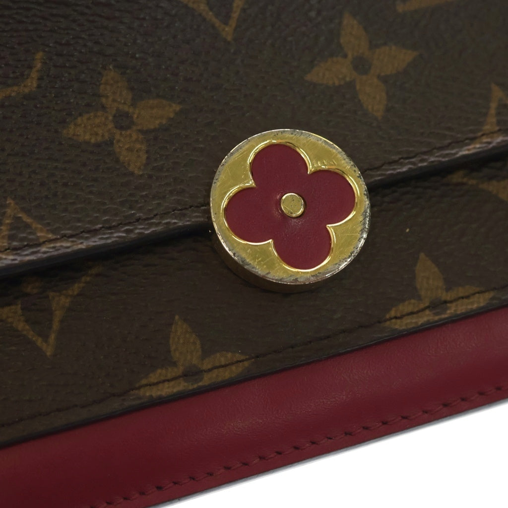 LOUIS VUITTON(ルイヴィトン) モノグラム ポルトフォイユフロールチェーン PVCレザー ショルダーバッグ ブラウン/フーシャ M69578 レディース
