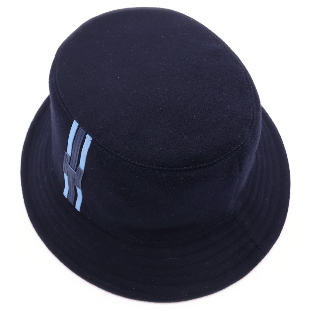 HERMES(エルメス) フレッド Hストライプ バケットハット ネイビー #57