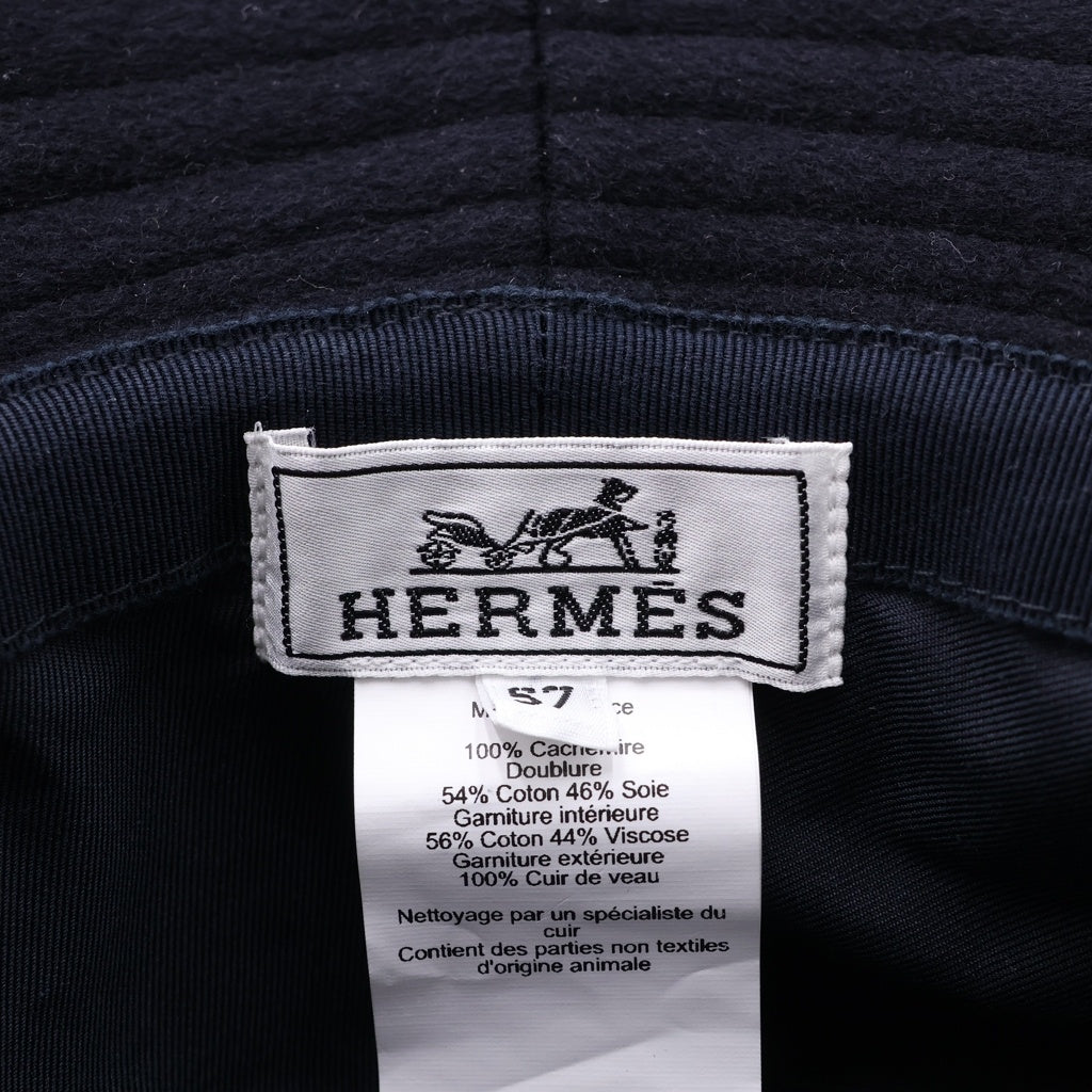HERMES(エルメス) フレッド Hストライプ バケットハット ネイビー #57