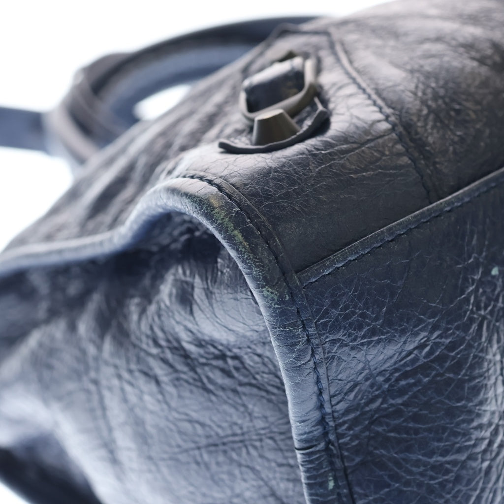 BALENCIAGA(バレンシアガ) ル シティ ミディアム ハンドバッグ ショルダーバッグ 2WAYバッグ ブルー レザー ゴールド金具 レディース
