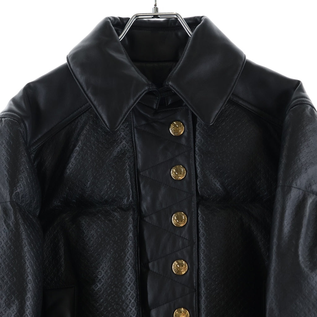 LOUIS VUITTON(ルイヴィトン) 23AW モノグラム エンボス ラムレザー ダウンジャケット ブラック レディース RW232WB DWH FPLJ82