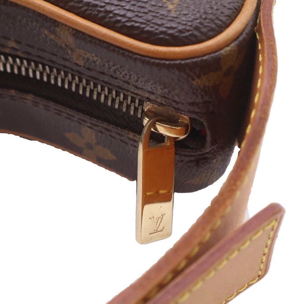 LOUIS VUITTON(ルイヴィトン) モノグラム クロワッサンMM ショルダーバッグ ブラウン レザー×PVC M51512 ゴールド金具 レディース