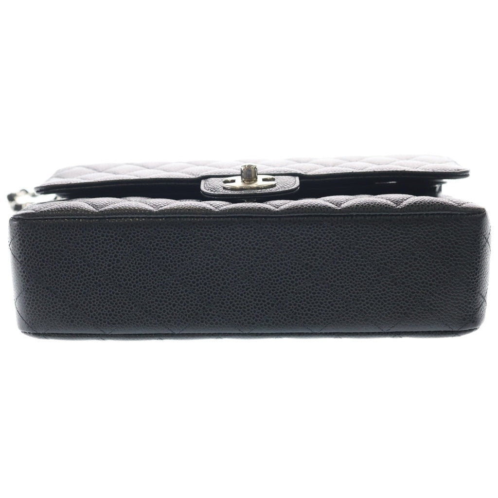 CHANEL(シャネル) マトラッセ25 黒 キャビアスキン Wフラップ SV金具 25番台 A01112 レディース
