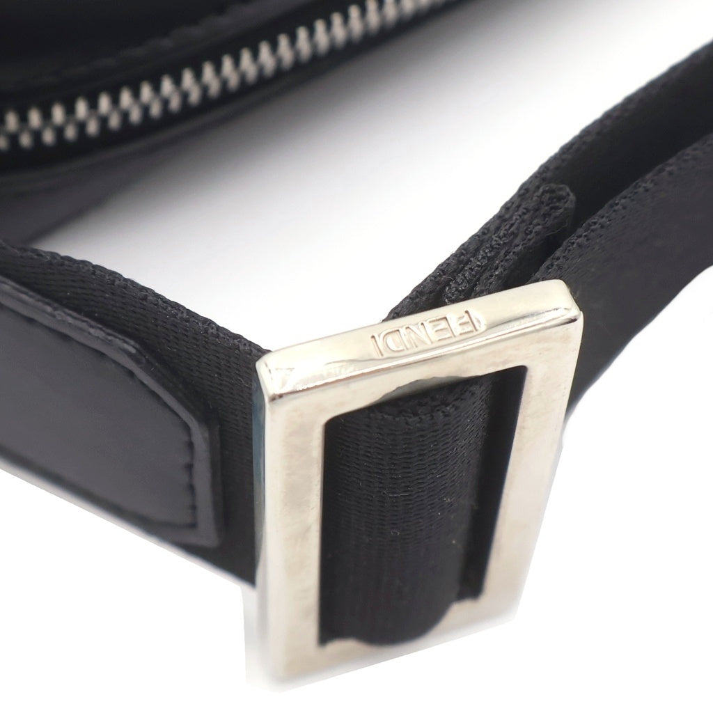 FENDI(フェンディ) ダイアゴナル ズッカ柄 PVC レザー カメラ ショルダーバッグ シルバー金具 ブラック 70M286 レディース