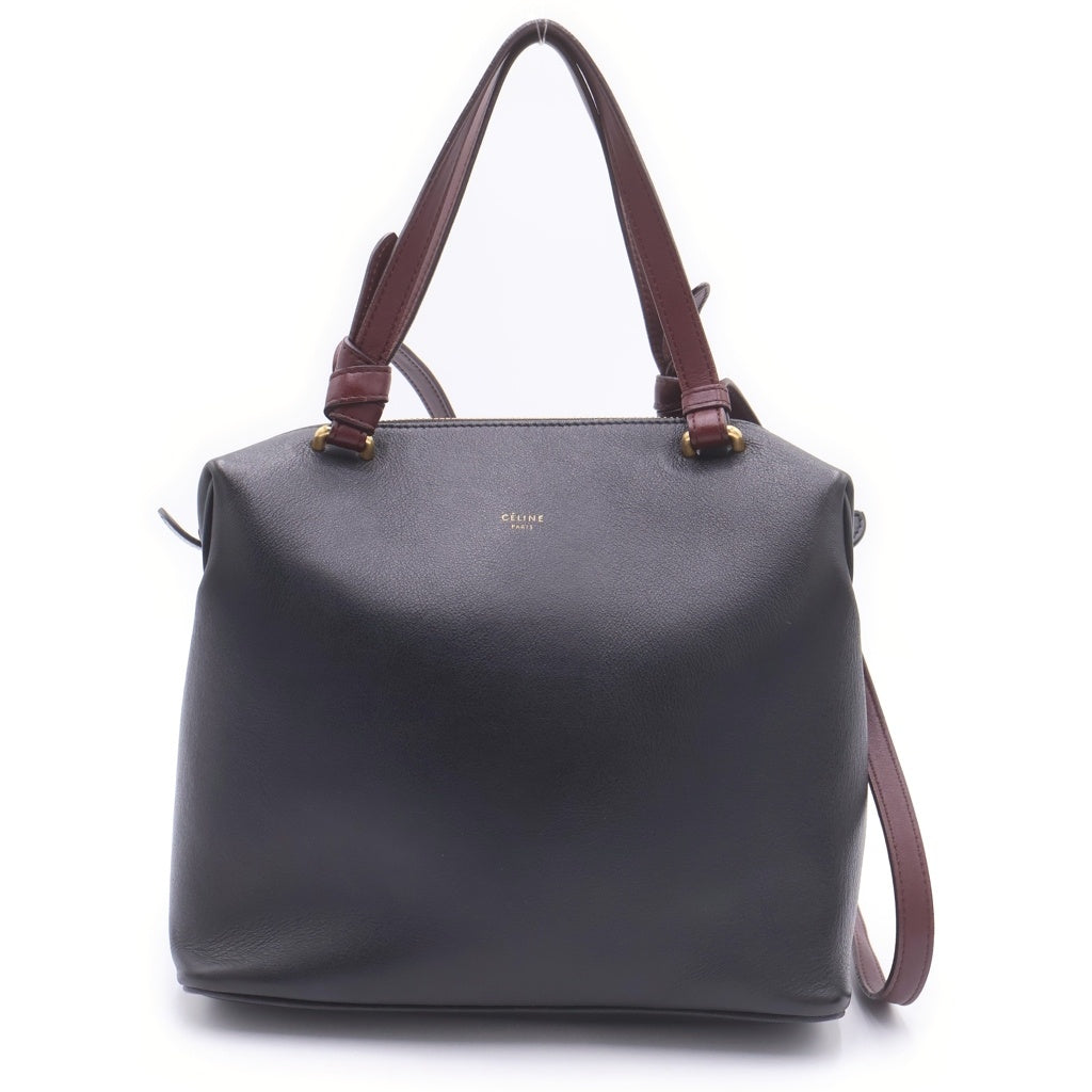 CELINE(セリーヌ) ソフトキューブ スモール 2WAYハンドバッグ ブラック×レッド レザー レディース