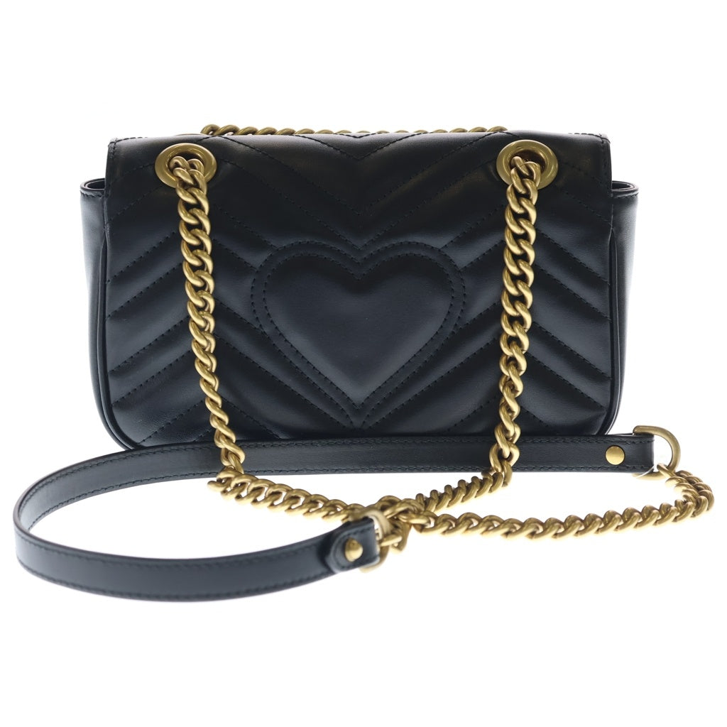 GUCCI(グッチ) GGマーモント チェーンショルダーバッグ レザー ロゴ ゴールド金具 ブラック 443497 レディース