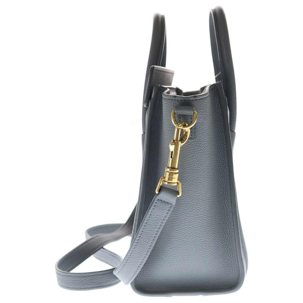 CELINE(セリーヌ) ラゲージ ナノ 2WAYバッグ ハンドバッグ ショルダーバッグ グレー レザー ゴールド金具 レディース