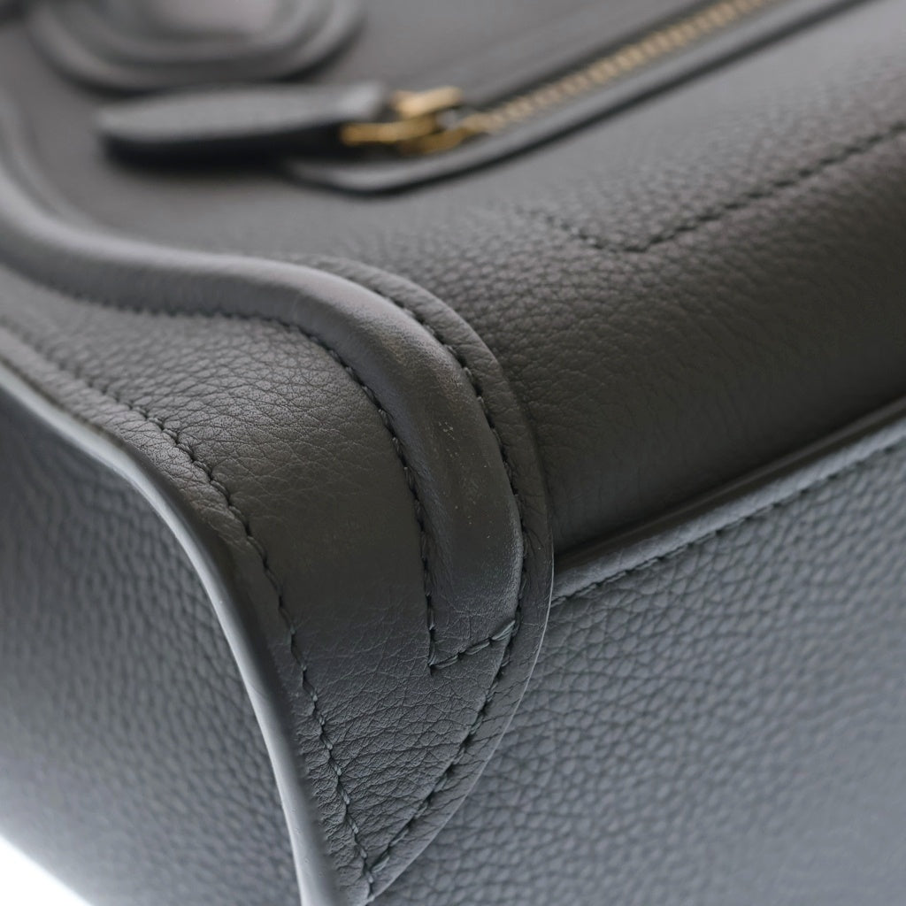 CELINE(セリーヌ) ラゲージ ナノ 2WAYバッグ ハンドバッグ ショルダーバッグ グレー レザー ゴールド金具 レディース