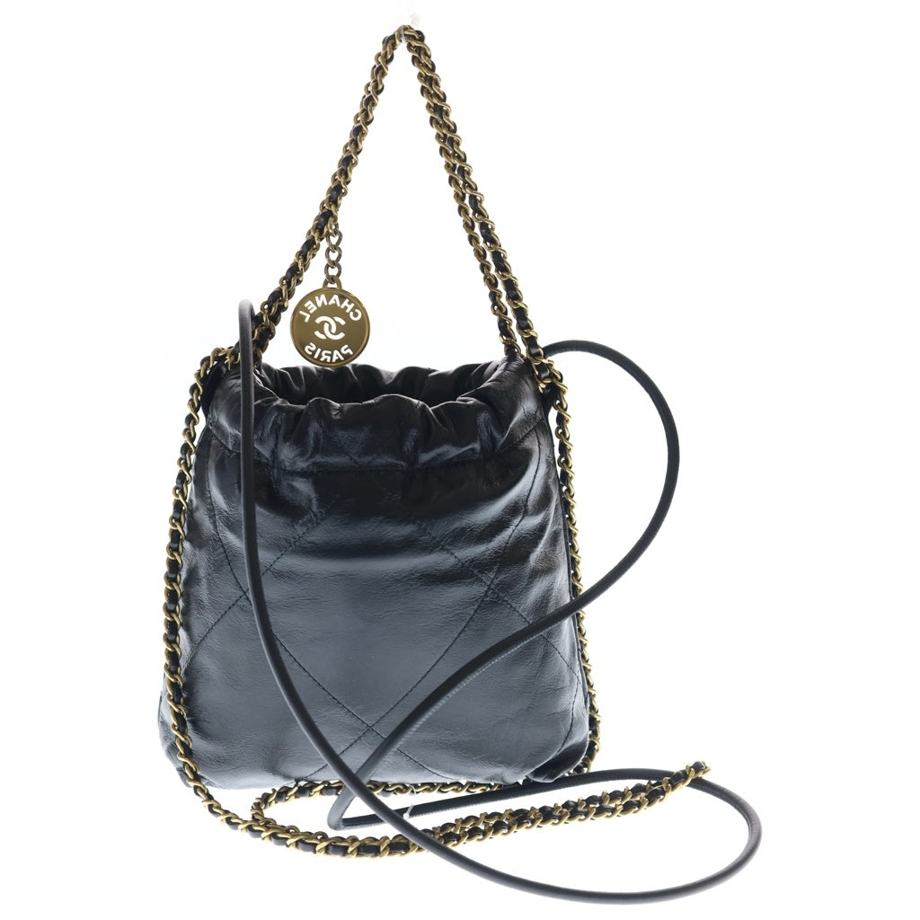 CHANEL(シャネル) シャネル22 ミニ ショルダーバッグ ブラック カーフスキン AS3980 ゴールド金具 レディース