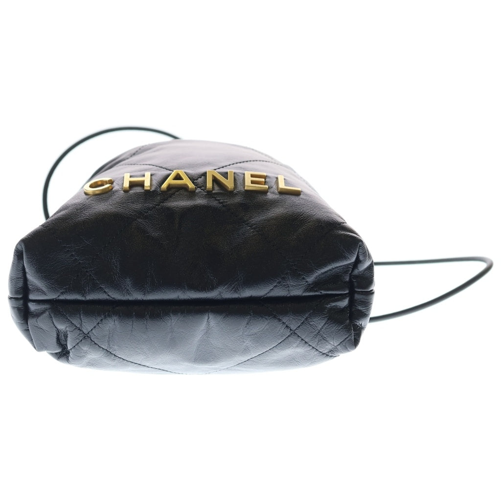CHANEL(シャネル) シャネル22 ミニ ショルダーバッグ ブラック カーフスキン AS3980 ゴールド金具 レディース