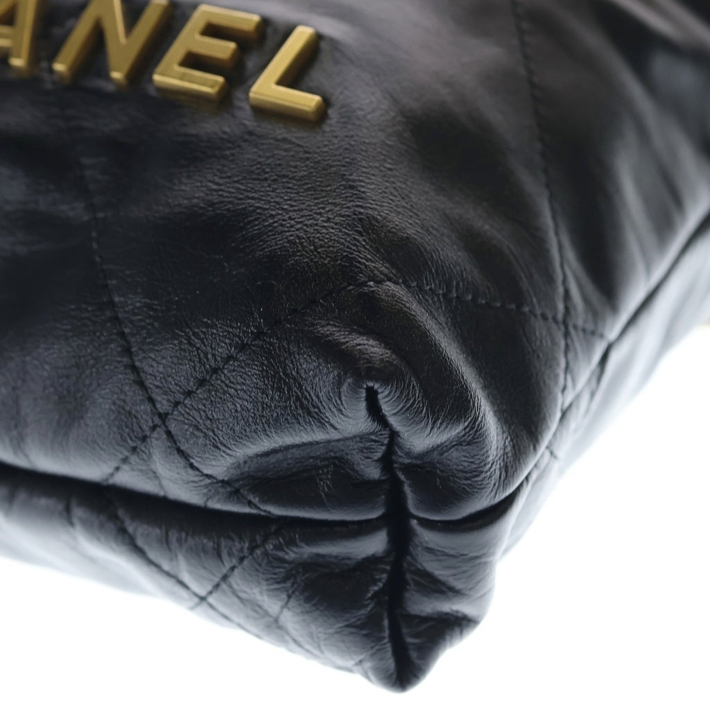 CHANEL(シャネル) シャネル22 ミニ ショルダーバッグ ブラック カーフスキン AS3980 ゴールド金具 レディース