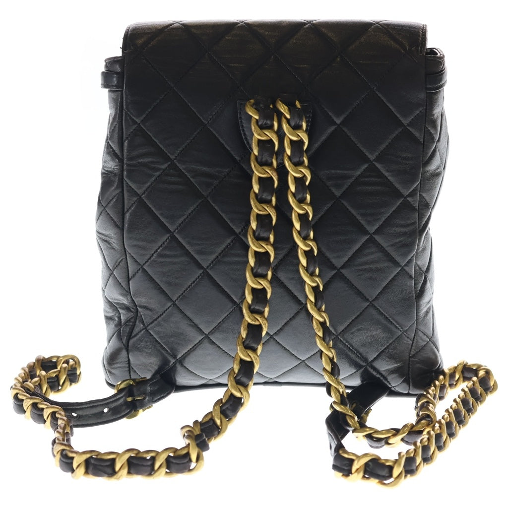 CHANEL(シャネル) マトラッセ ラムスキン レザー チェーン バックパック リュックサック ゴールド金具 ブラック 3番台 A10177 レディース