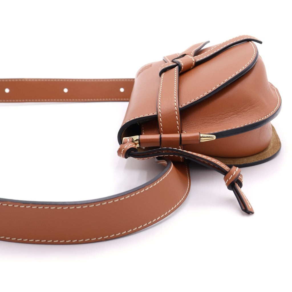 LOEWE(ロエベ) ゲートバッグ ミニ ショルダーバッグ ブラウン タン レザー 321.12.U62 ゴールド金具 レディース