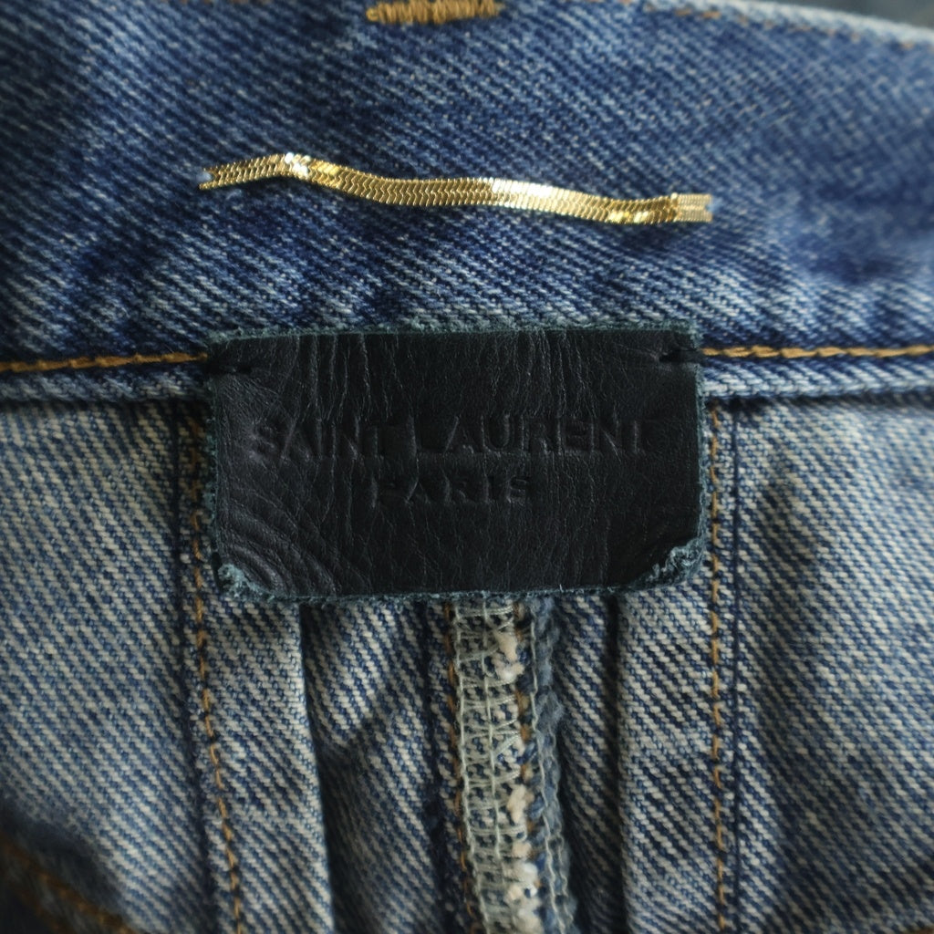 SAINT LAURENT PARIS(サンローランパリ) ひざ丈デニムスカード インディゴブルー #24 レディース