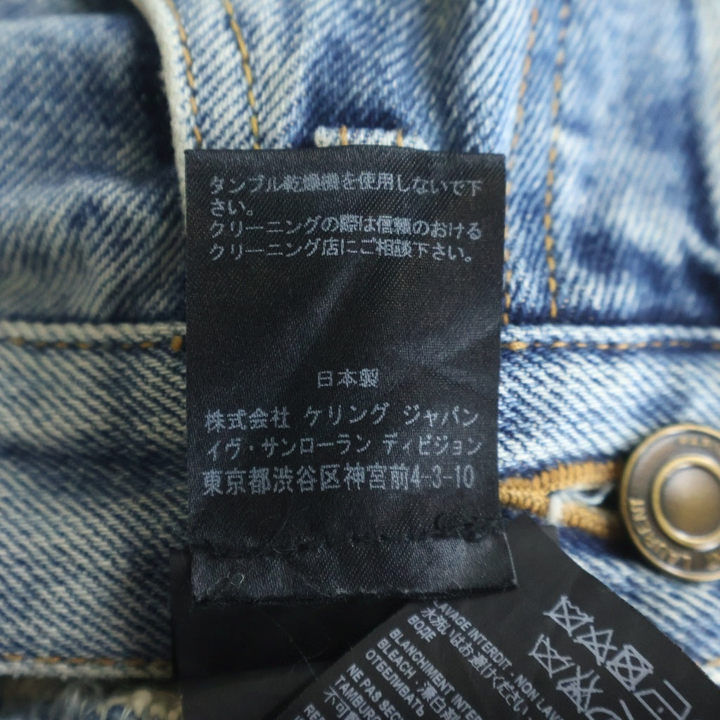 SAINT LAURENT PARIS(サンローランパリ) ひざ丈デニムスカード インディゴブルー #24 レディース