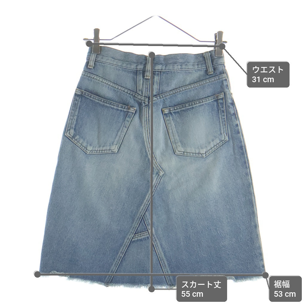 SAINT LAURENT PARIS(サンローランパリ) ひざ丈デニムスカード インディゴブルー #24 レディース