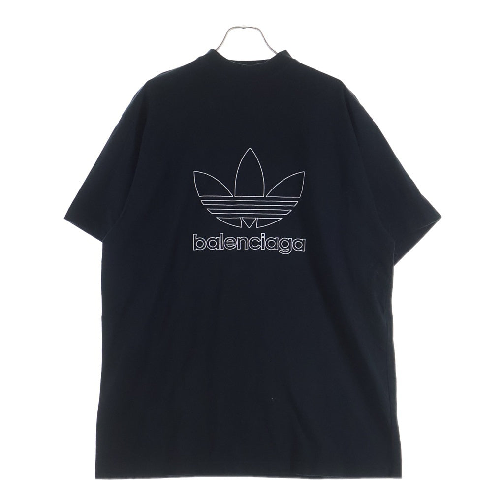 BALENCIAGA(バレンシアガ) オーバーサイズTシャツ 23SS ×ADIDAS トレフォイルロゴ刺繍 ブラック #L レディース