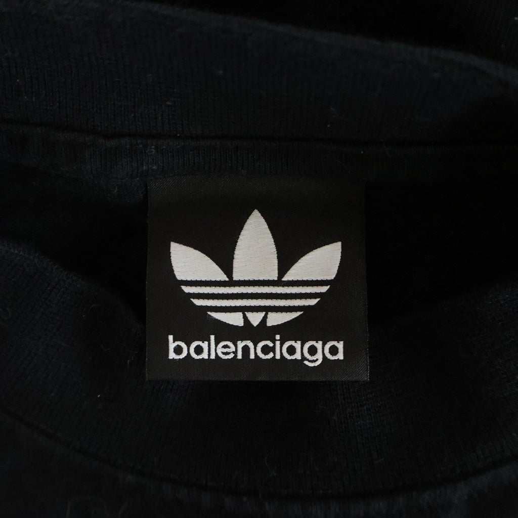 BALENCIAGA(バレンシアガ) オーバーサイズTシャツ 23SS ×ADIDAS トレフォイルロゴ刺繍 ブラック #L レディース