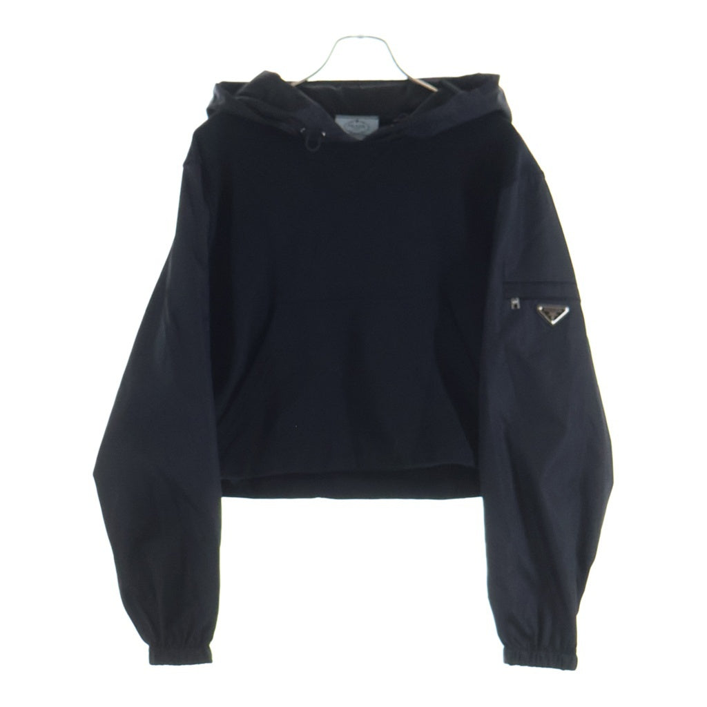 PRADA(プラダ) Re-Nylon切替クロップドパーカー フーディー ブラック #L レディース
