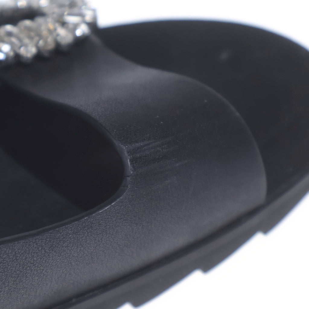 Roger Vivier(ロジェヴィヴィエ) スライディーヴィヴィ レザーサンダル ブラック レディース