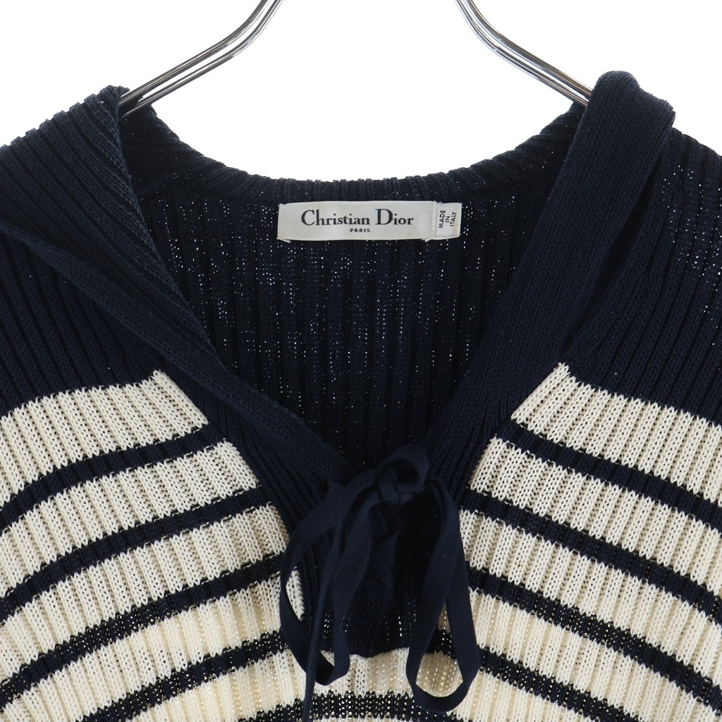 Christian Dior(クリスチャンディオール) セーラーカラーボーダーニット アイボリー×ネイビー #40 214S27AM731 レディース