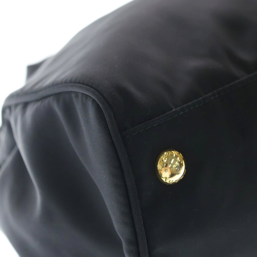 PRADA(プラダ) トライアングルロゴ ナイロン ゴールド金具 2WAY ハンドバッグ ショルダーバッグ ブラック B1843M レディース