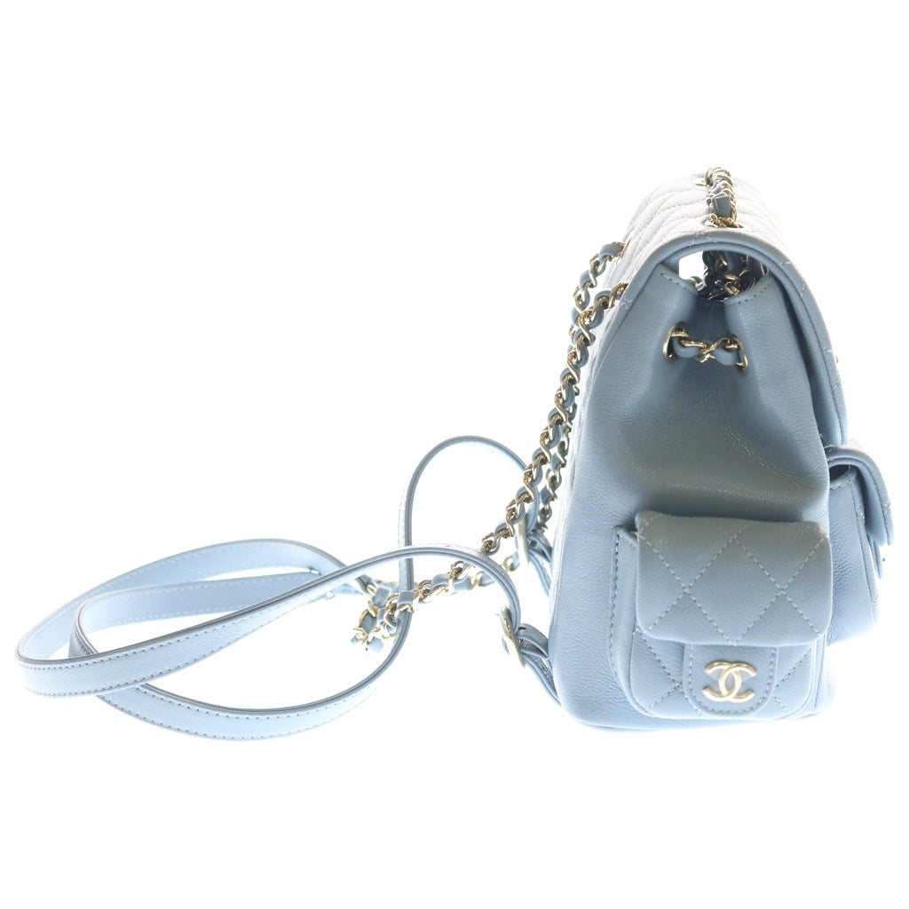 CHANEL(シャネル) マトラッセ リュックサック スモール キャビアスキン レザー バックパック ライトブルー シルバー金具 プレート AS4399 レディース