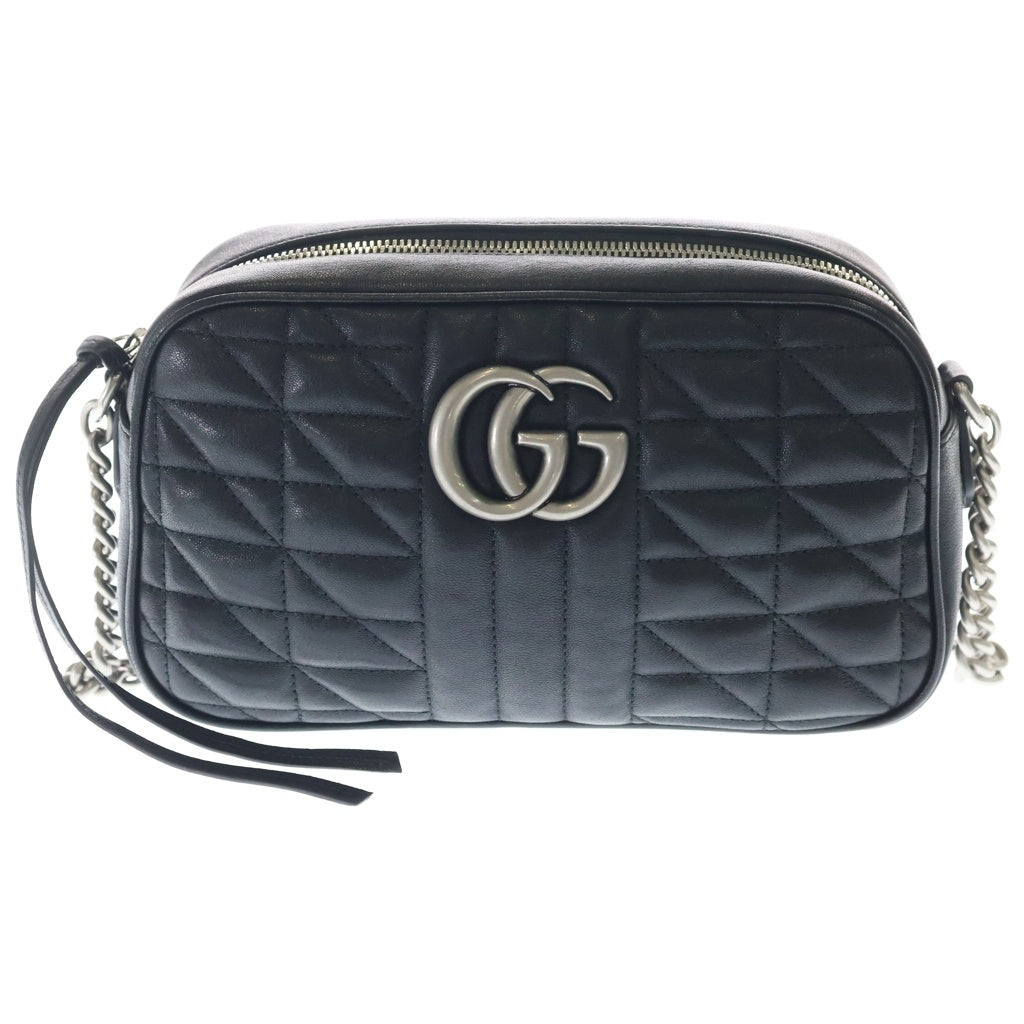 GUCCI(グッチ) GGマーモント キルティング レザー シルバー金具 ショルダーバッグ ブラック 846312 レディース
