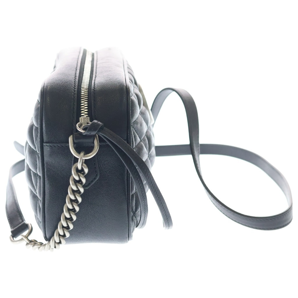 GUCCI(グッチ) GGマーモント キルティング レザー シルバー金具 ショルダーバッグ ブラック 846312 レディース