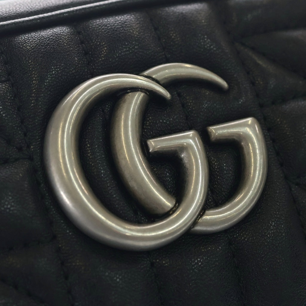GUCCI(グッチ) GGマーモント キルティング レザー シルバー金具 ショルダーバッグ ブラック 846312 レディース
