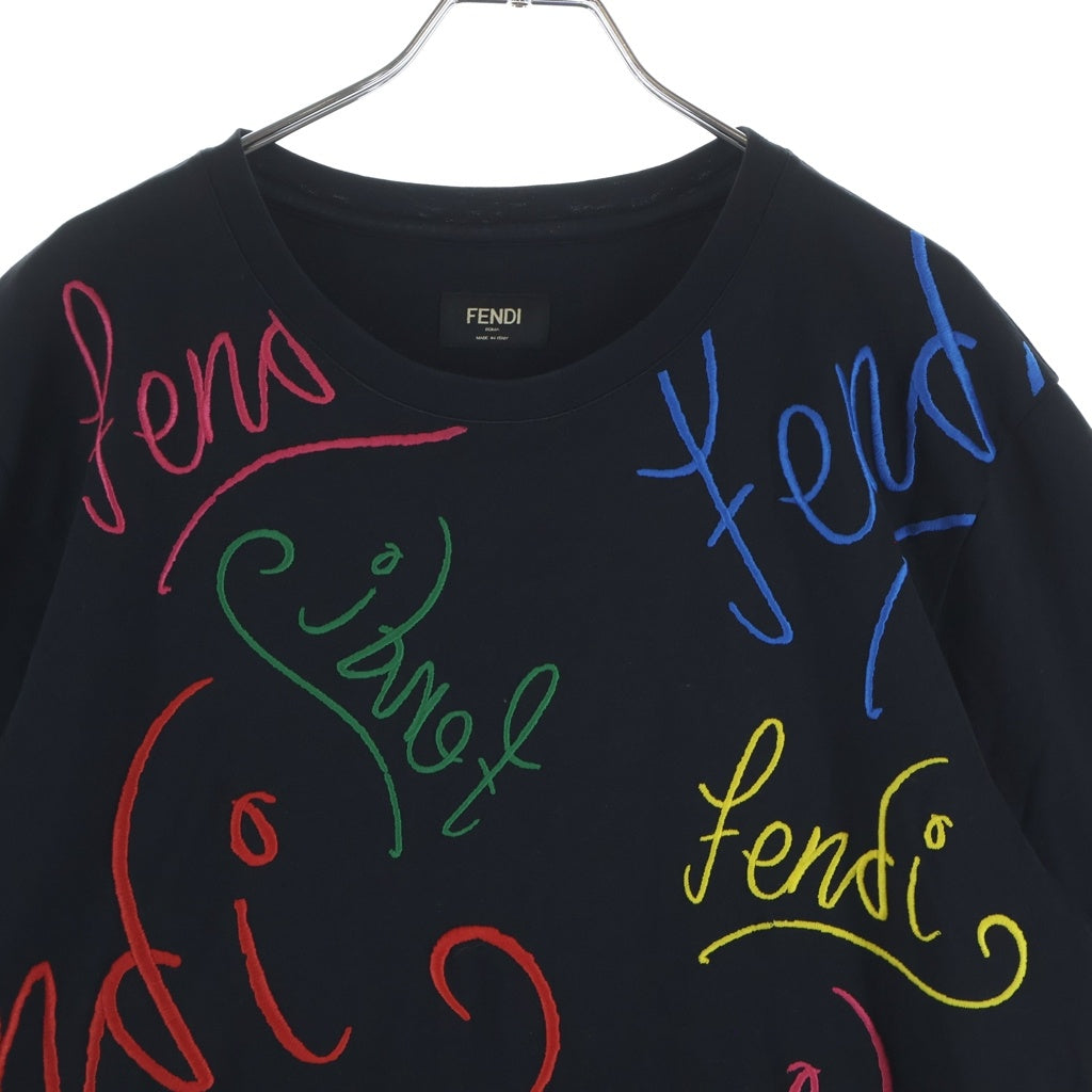 FENDI(フェンディ) ARTIST ALLOVER TEE フロントデザインTシャツ カットソー 刺繍 ブラック FY0936 AH0V