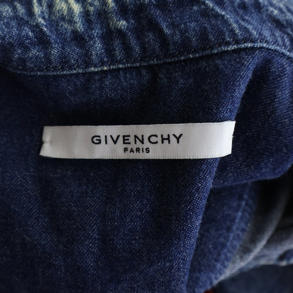 GIVENCHY(ジバンシィ) サイドテープロゴ デニム長袖シャツ スナップボタン ブルー BM608Y5080