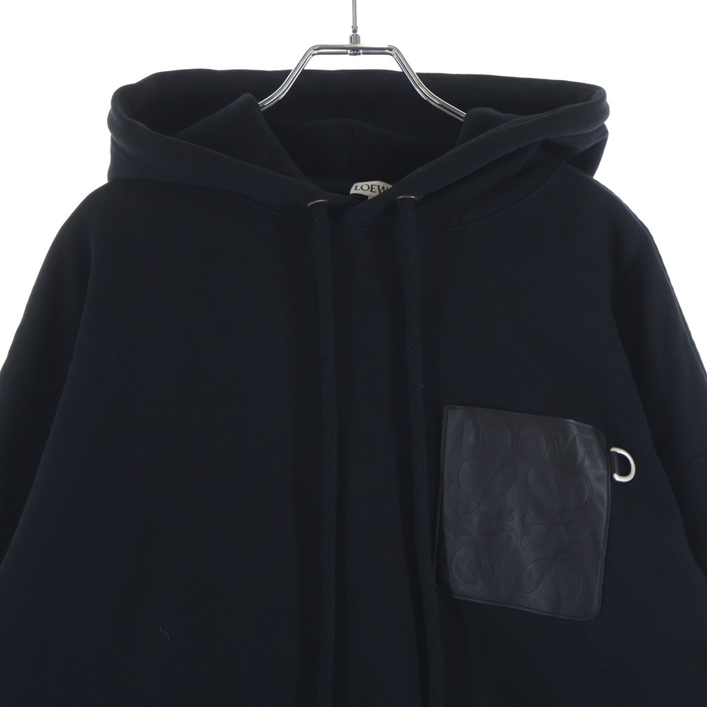 LOEWE(ロエベ) ANAGRAM LEATHER PATCH HOODIE アナグラム レザーパッチ フーディー パーカー ロゴ ブラック H526Y25X15