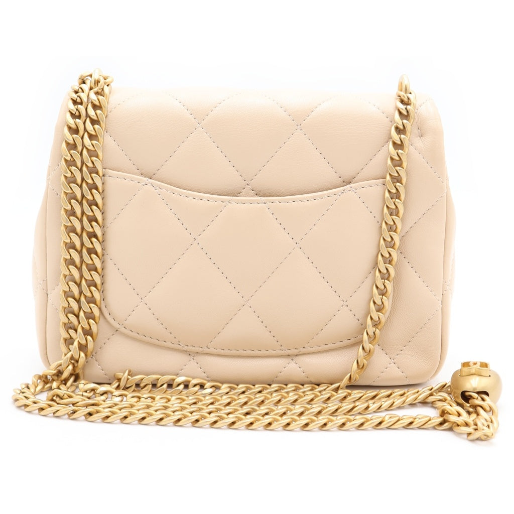 CHANEL(シャネル) マトラッセ ミニフラップ ショルダーバッグ ラムスキン チェーン ゴールド金具 ベージュ AS3829 レディース