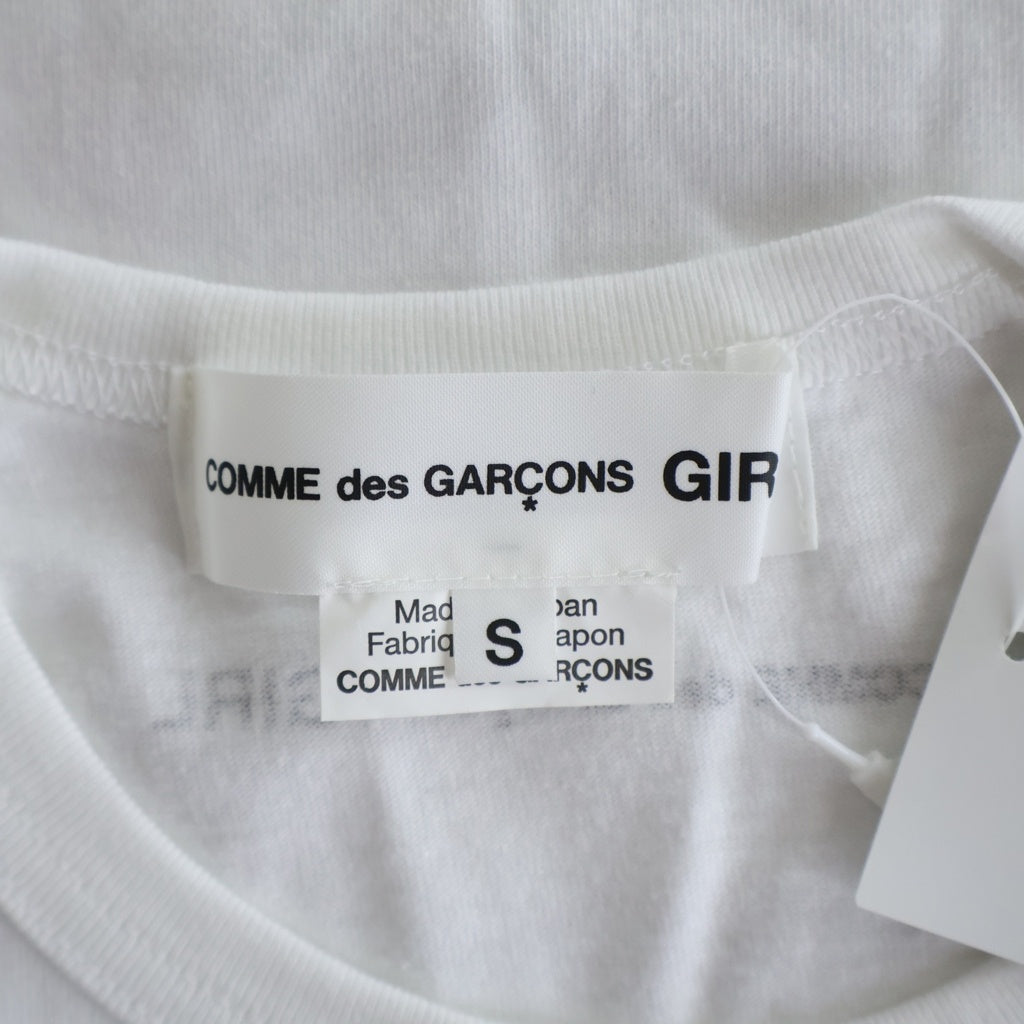 COMME DES GARCONS GIRL(コムデギャルソンガール) ×ディズニーコラボ フロントミッキープリント 半袖コットンTシャツ ホワイト×レッド #S レディース