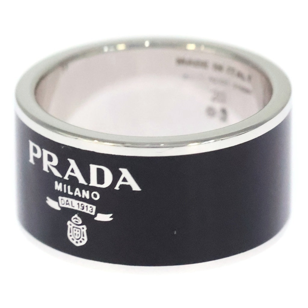 PRADA(プラダ) エナメル シルバー リング ロゴ SV925 シルバー ブラック 2JA202 #20