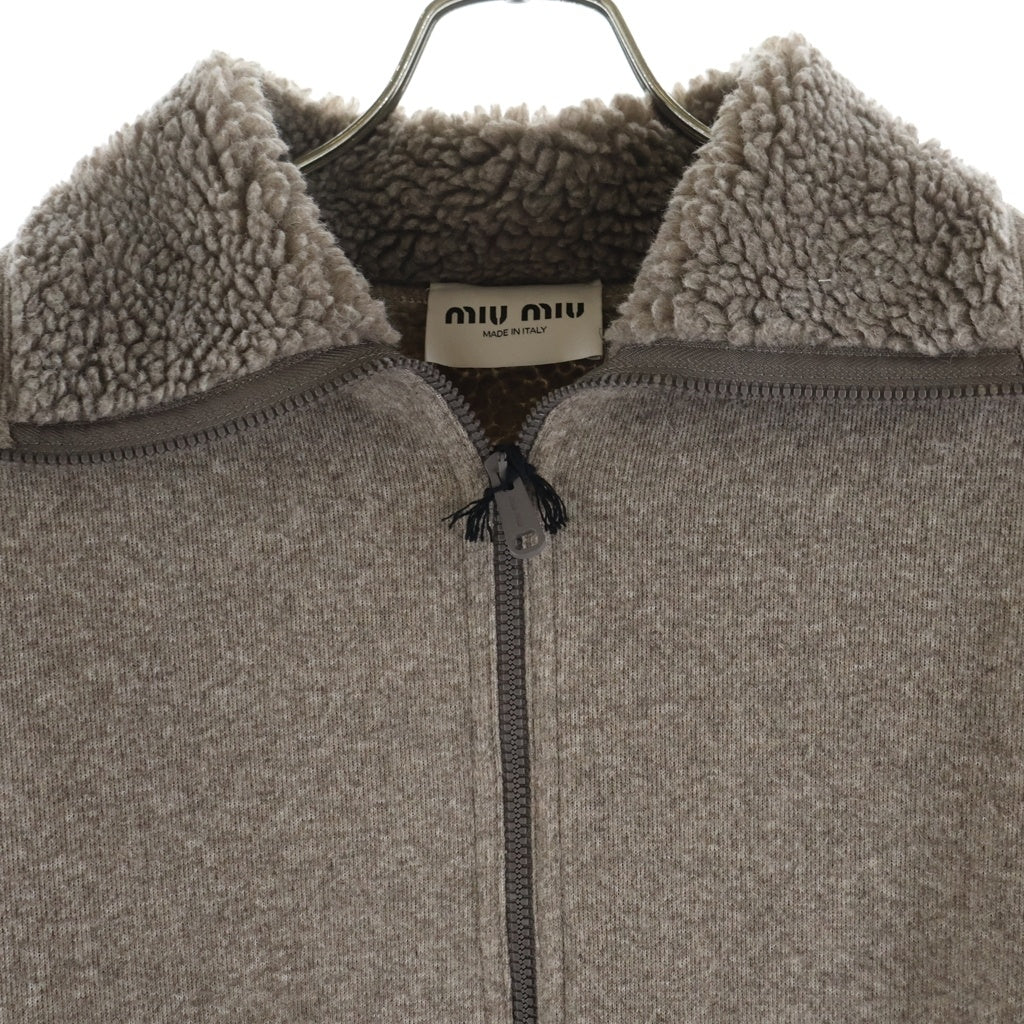 miumiu(ミュウミュウ) 25AW Fleece Zip Up Blouson Jacket フリースジップアップブルゾン ジャケット コットン ブラウン系 ML1369 レディース