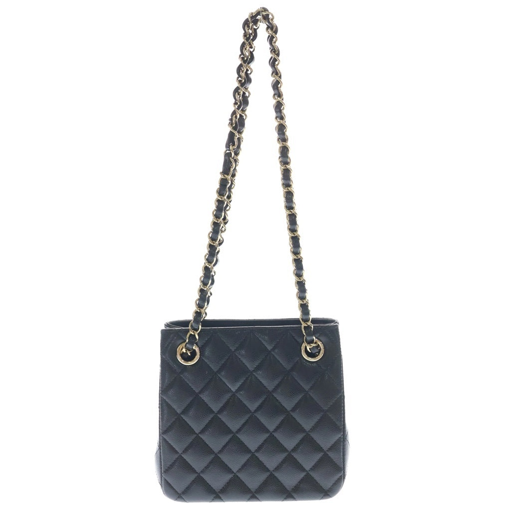 CHANEL(シャネル) マトラッセ ココマーク ミニ バケットバック チェーンショルダー ゴールド金具 キャビアスキン ブラック AS3176 レディース