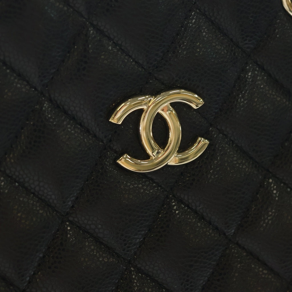 CHANEL(シャネル) マトラッセ ココマーク ミニ バケットバック チェーンショルダー ゴールド金具 キャビアスキン ブラック AS3176 レディース