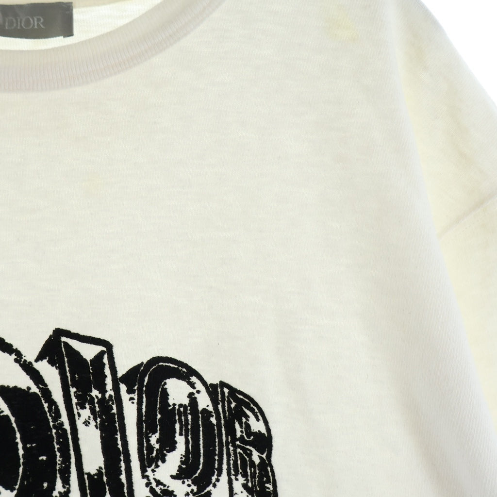 Christian Dior(クリスチャンディオール) 23AW フロッキーロゴ 半袖Tシャツ カットソー コットン ホワイト 393J696A0849
