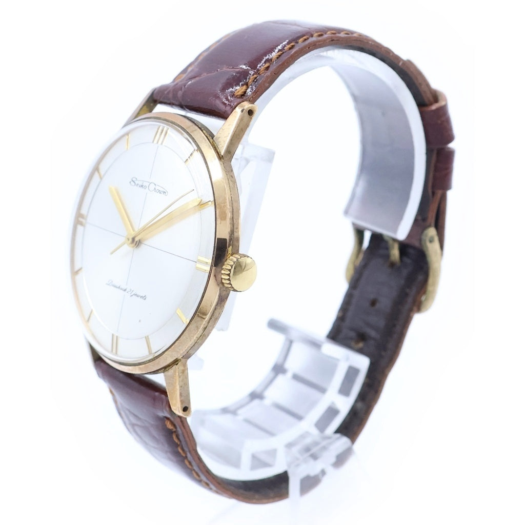 SEIKO(セイコー) セイコークラウン シルバー文字盤 GP×革/手巻き 腕時計 J15003E レディース
