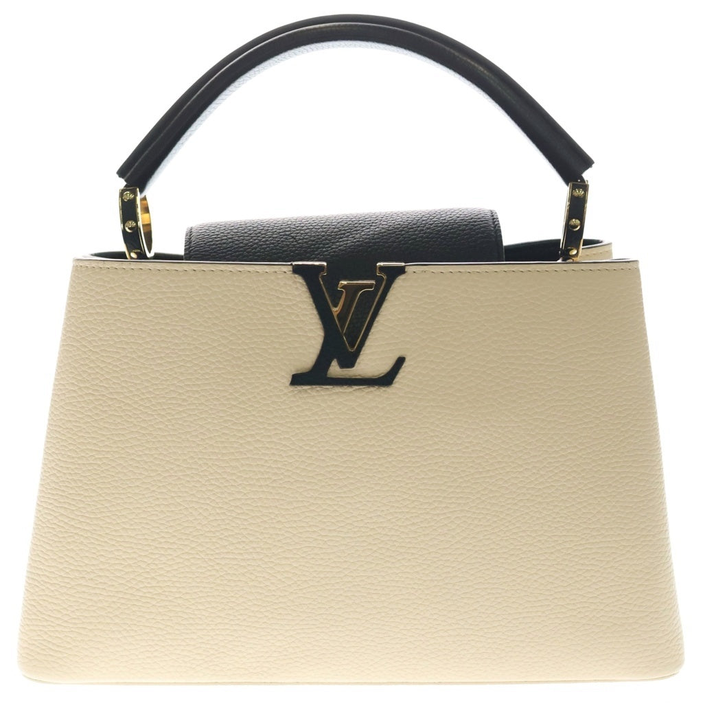 LOUIS VUITTON(ルイヴィトン) カプシーヌMM PM レザー 2WAY ハンドバッグ ショルダーバッグ ICタイプ バイカラー ブラック/ベージュ M52216 レディース