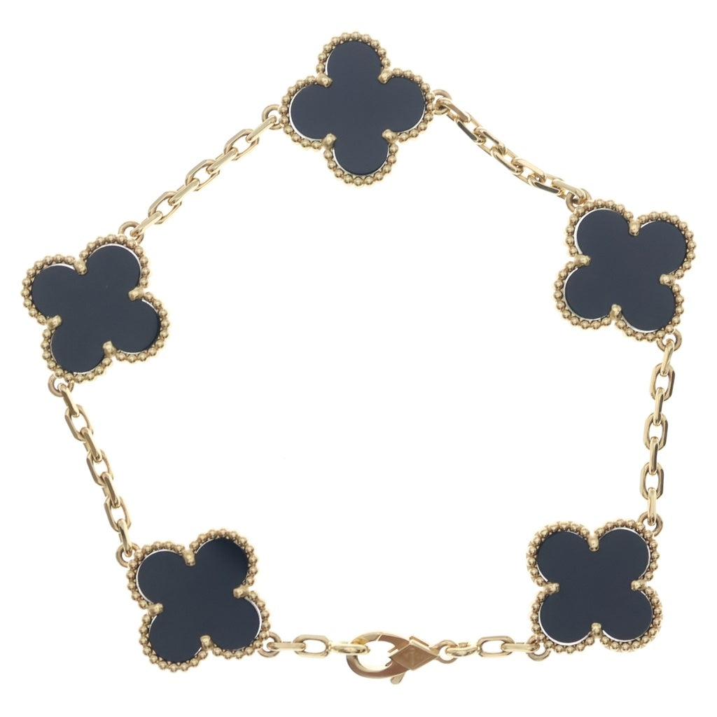 Van Cleef & Arpels(ヴァンクリーフアンドアーペル) ヴィンテージアルハンブラ 5モチーフ オニキス Au750 K18YG ブレスレット イエローゴールド VCARA41300 レディース