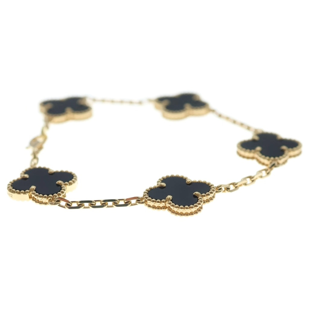 Van Cleef & Arpels(ヴァンクリーフアンドアーペル) ヴィンテージアルハンブラ 5モチーフ オニキス Au750 K18YG ブレスレット イエローゴールド VCARA41300 レディース
