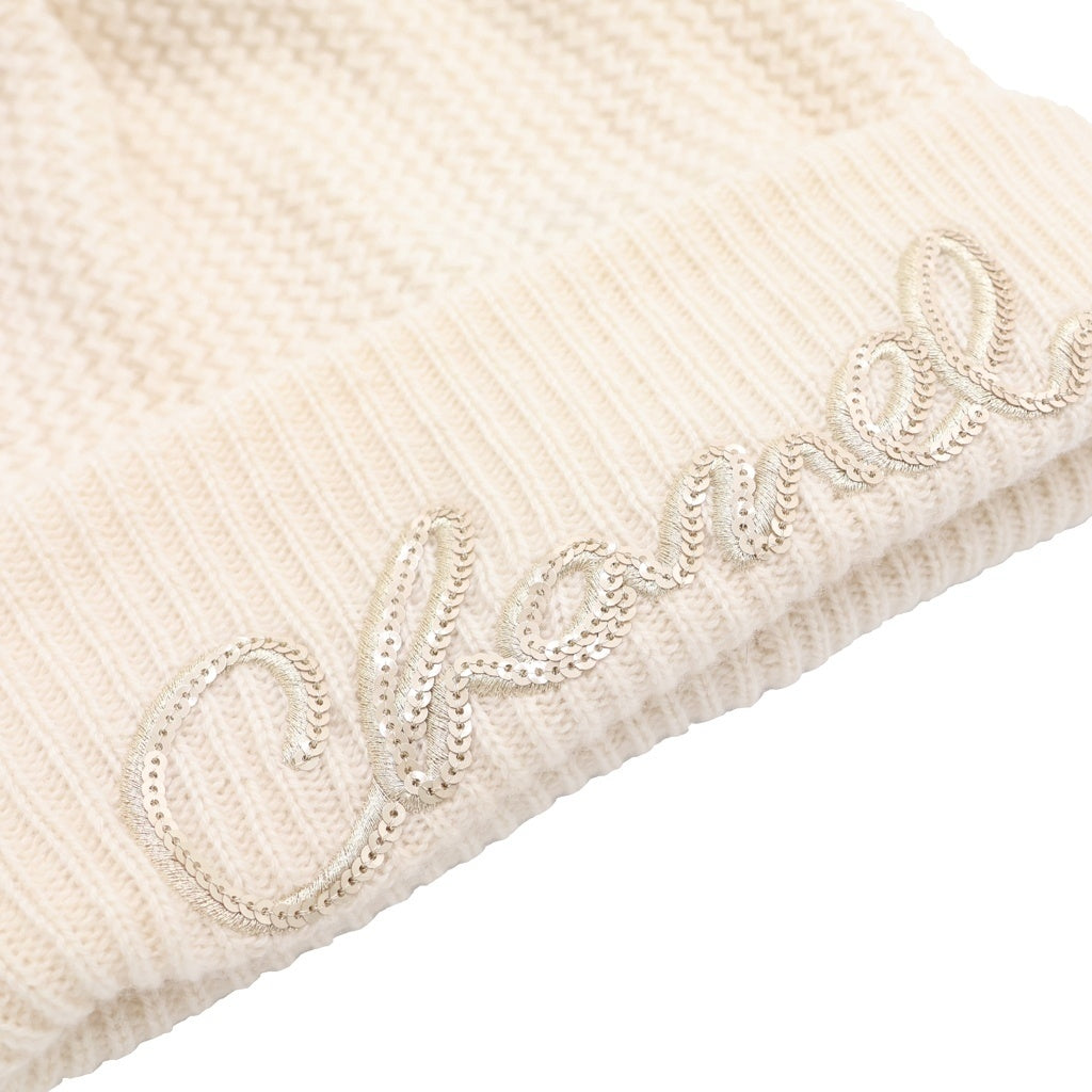 CHANEL(シャネル) ロゴモチーフ カシミヤ ニットキャップ ニット帽 帽子 ホワイト レディース