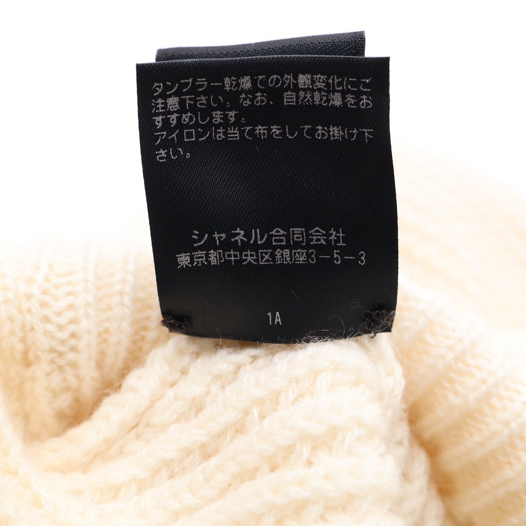 CHANEL(シャネル) ロゴモチーフ カシミヤ ニットキャップ ニット帽 帽子 ホワイト レディース