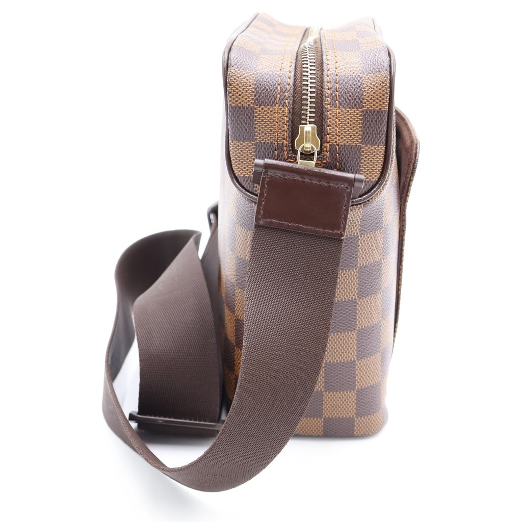 LOUIS VUITTON(ルイヴィトン) ダミエ オラフPM ショルダーバッグ ブラウン レザー×PVC N41442 ゴールド金具 レディース